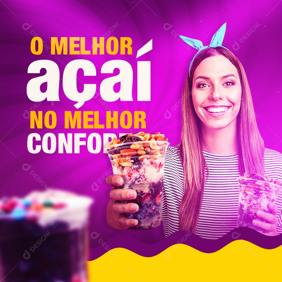 Açaiteria O Melhor Açaí No Melhor Conforto Social Media PSD Editável