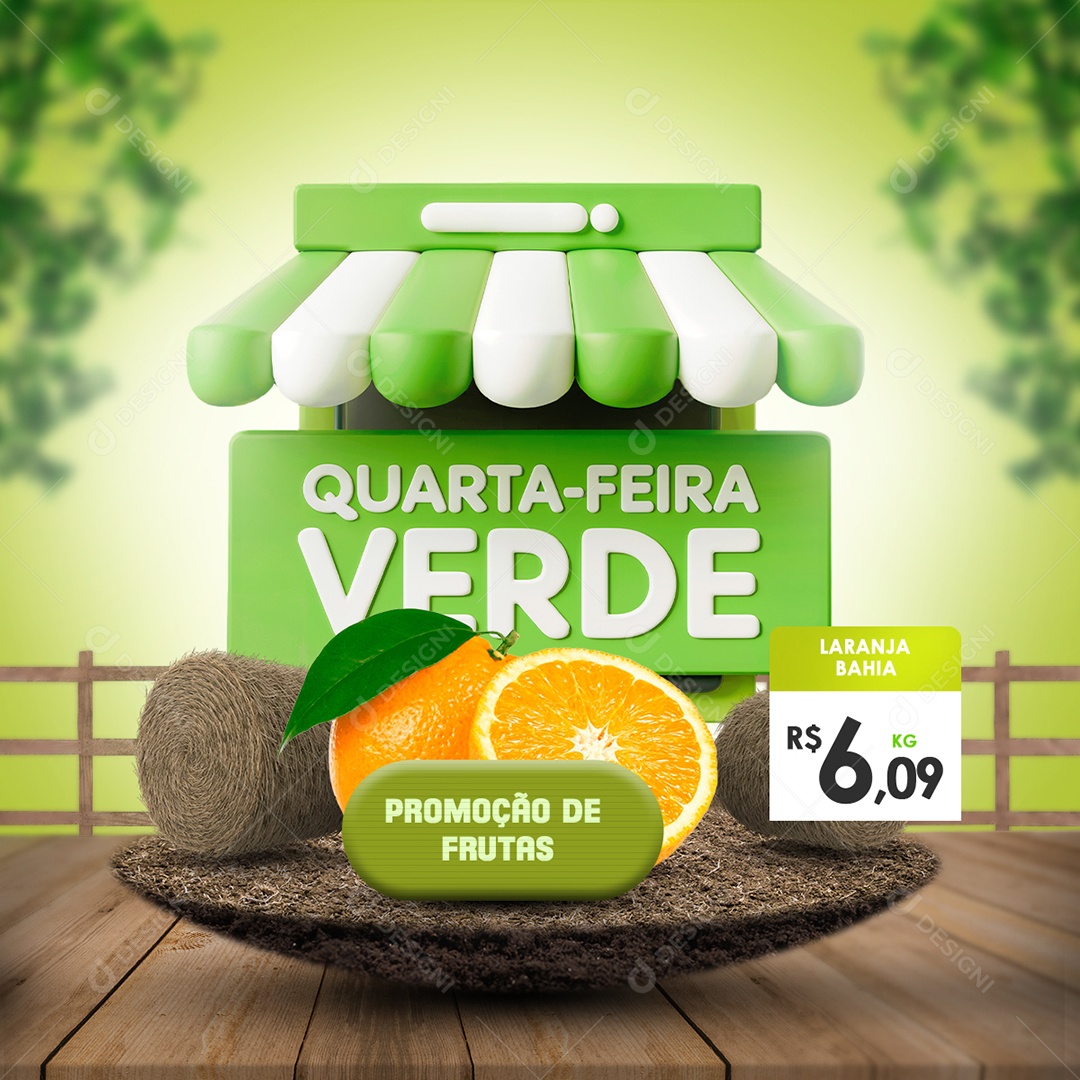 Quarta Feira Verde Social Media PSD Editável