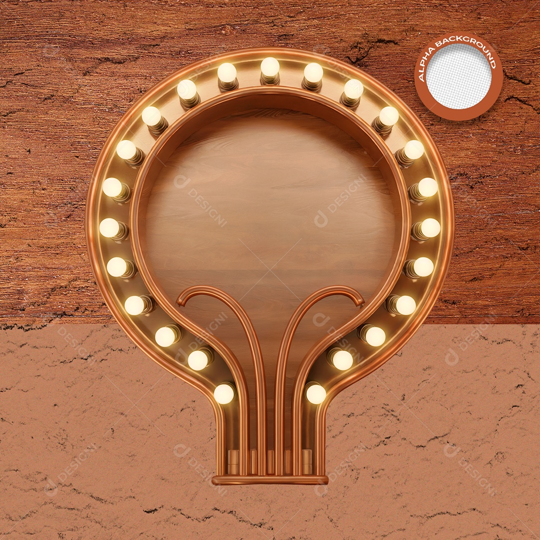 Letreiro de Madeira Com Luzes Elemento 3D Para Composição PSD