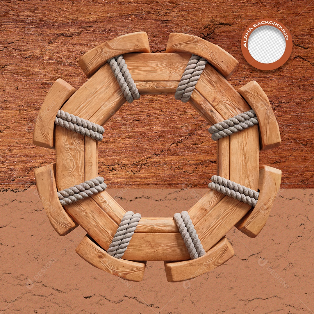 Roda De Madeira Com Cordas Elemento 3D Para Composição PSD