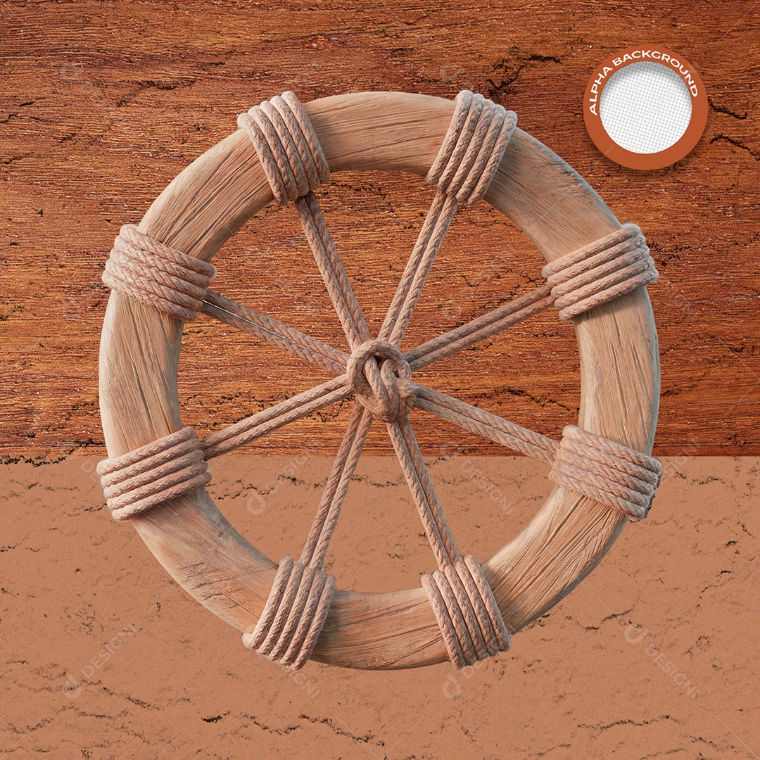 Roda De Madeira Com Cordas Elemento 3D Para Composição PSD