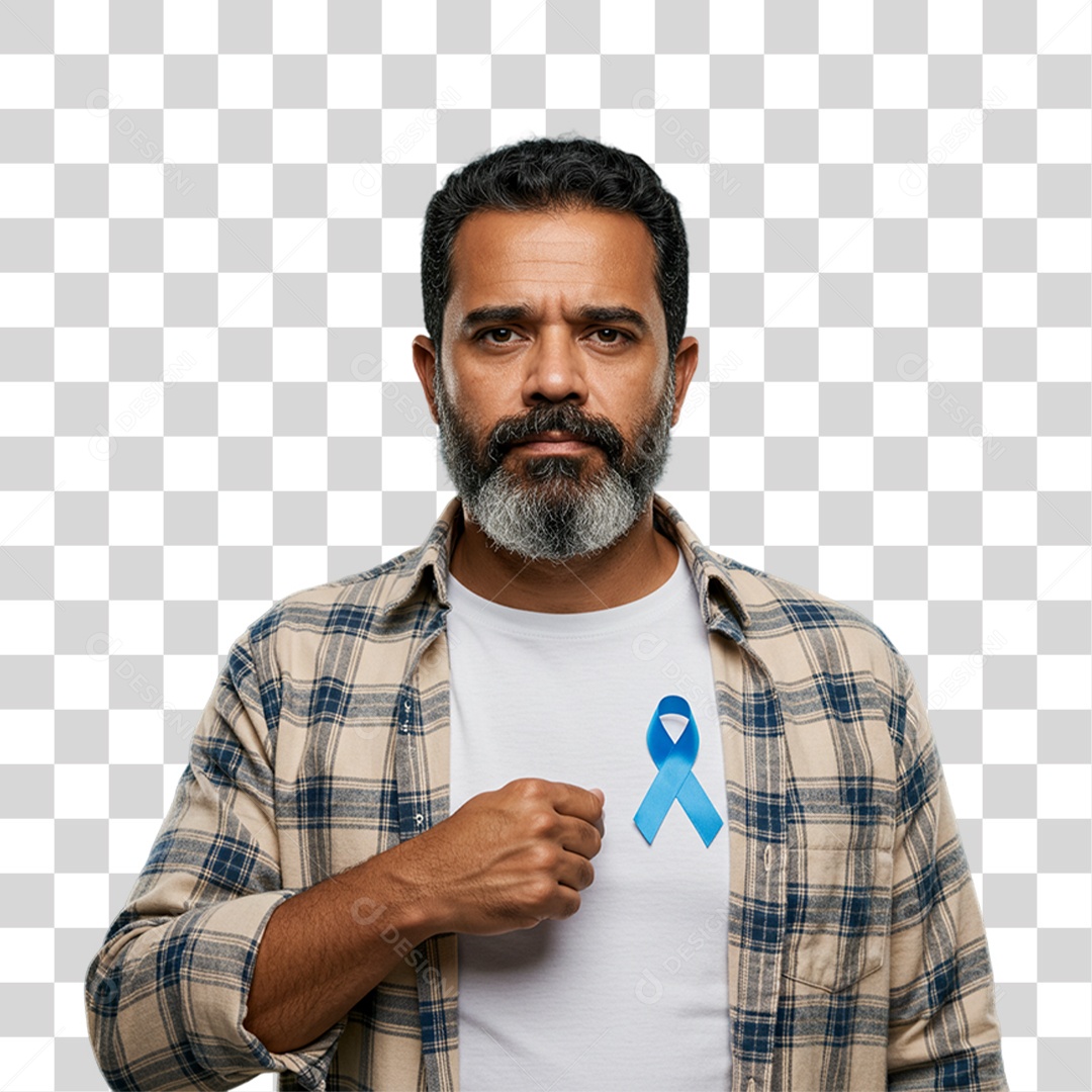 Homem com Laço Azul Novembro Azul PNG Transparente