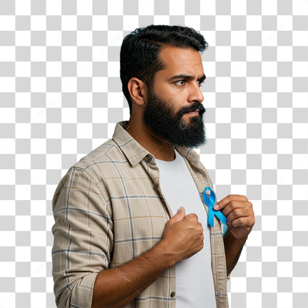 Homem com Laço Azul Novembro Azul PNG Transparente