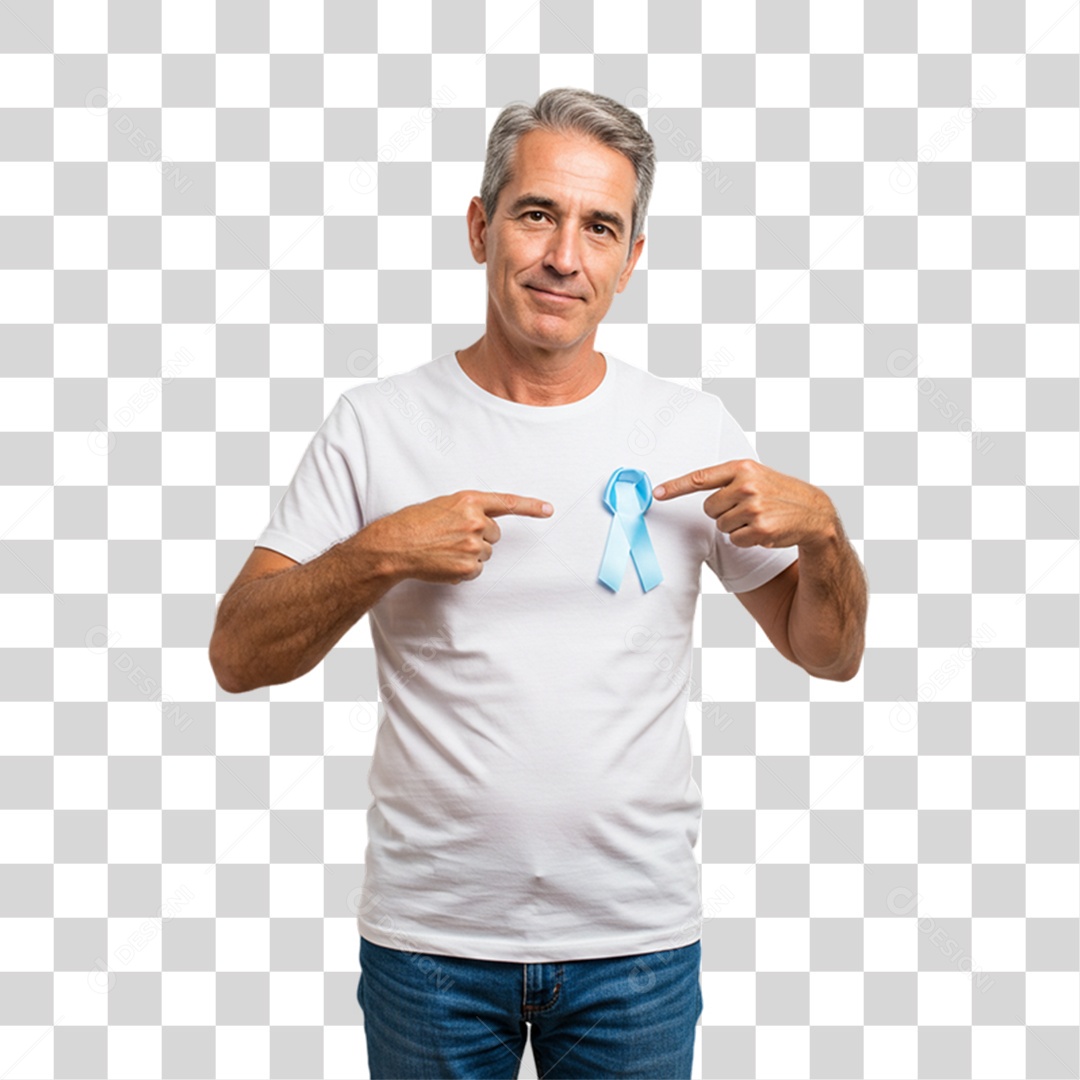 Homem com Laço Azul Novembro Azul PNG Transparente