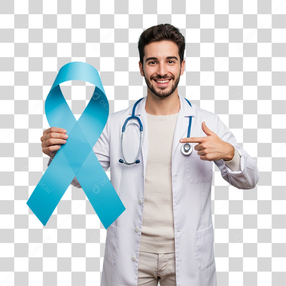 Homem com Laço Azul Novembro Azul PNG Transparente