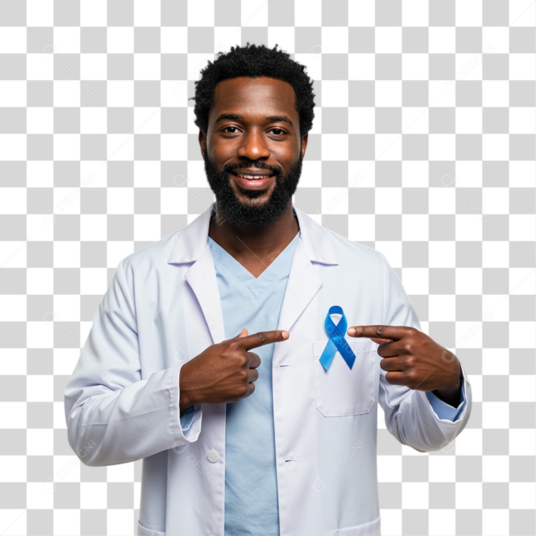 Médico com Laço Azul Novembro Azul PNG Transparente