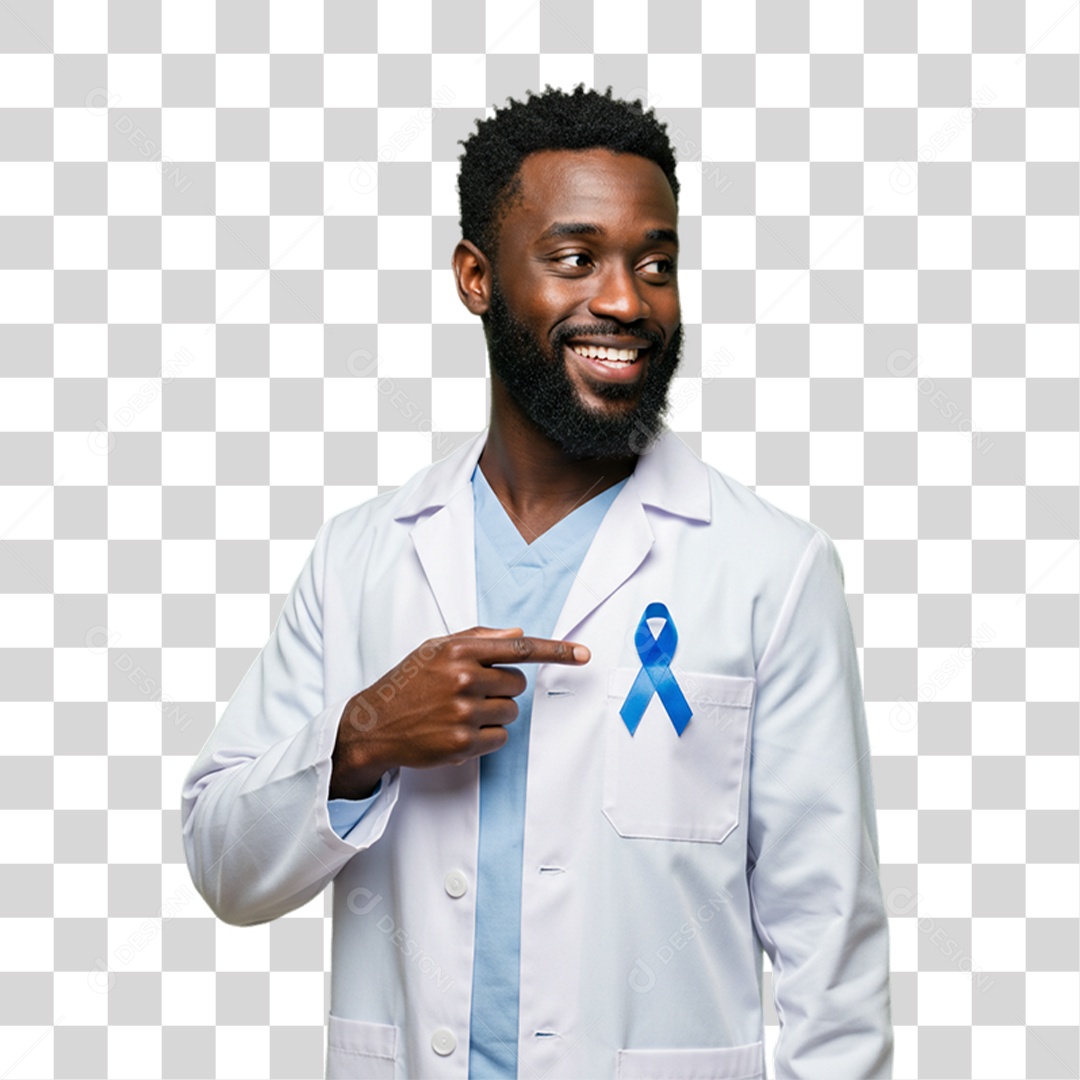 Médico com Laço Azul Novembro Azul PNG Transparente