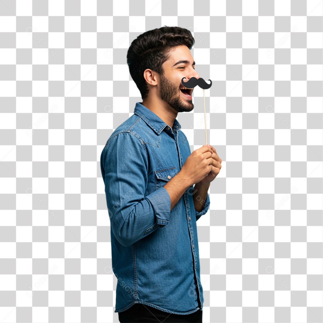 Homem com Bigode Fantasia PNG Transparente