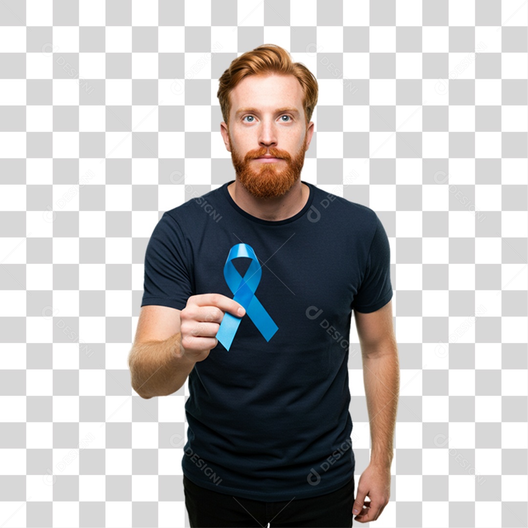 Homem com Laço Azul Novembro Azul PNG Transparente