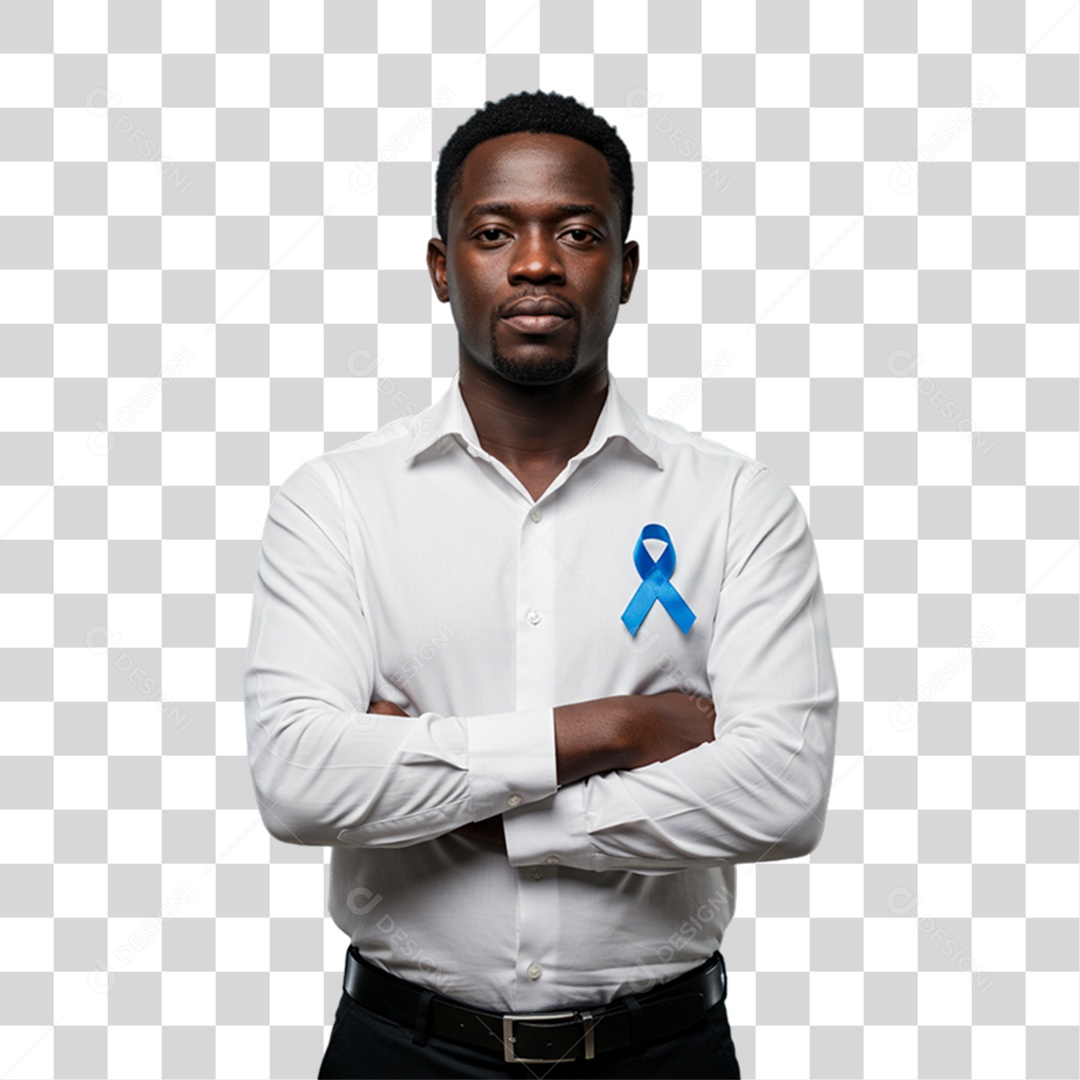 Homem com Laço Azul Novembro Azul PNG Transparente