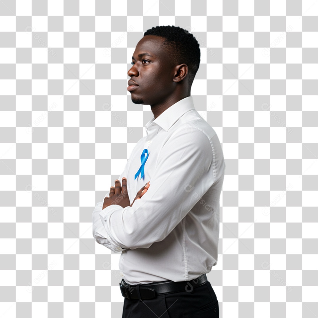 Homem com Laço Azul Novembro Azul PNG Transparente