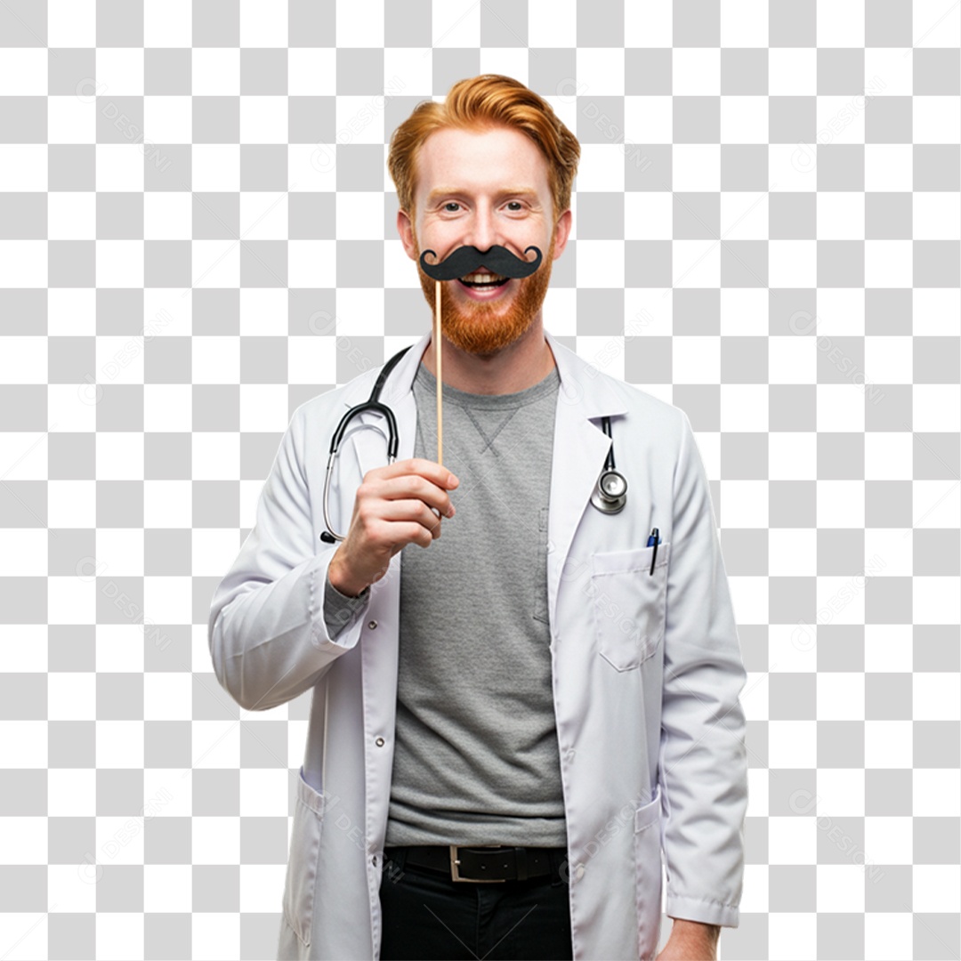 Médico com Bigode Fantasia PNG Transparente