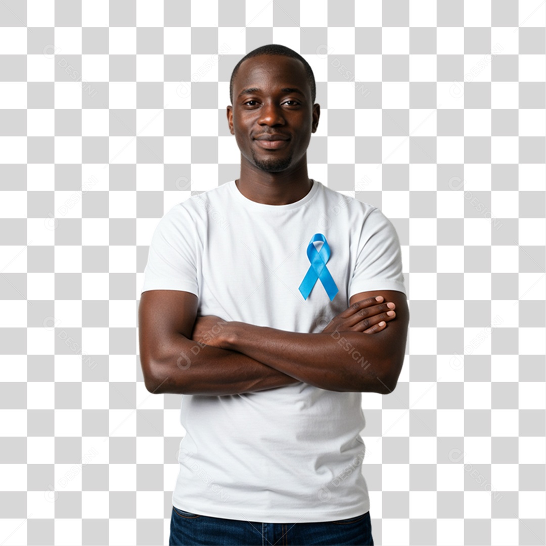 Homem com Laço Azul Novembro Azul PNG Transparente