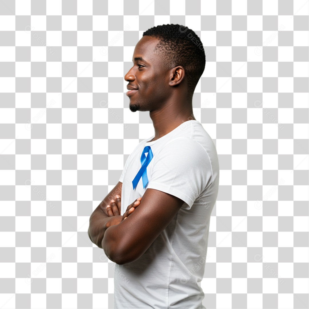 Homem com Laço Azul Novembro Azul PNG Transparente