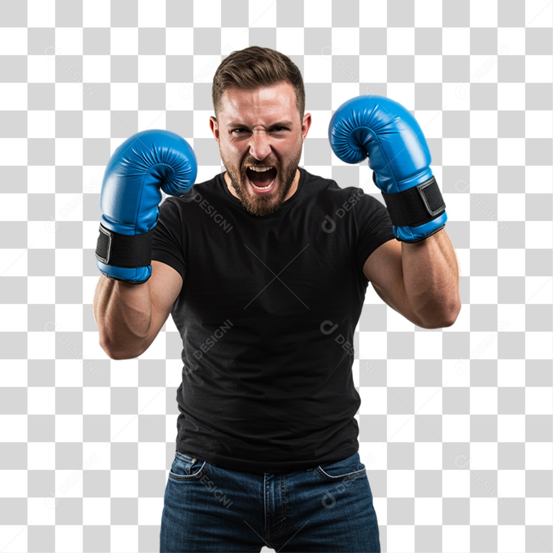 Homem com Luvas Azuis Novembro Azul PNG Transparente