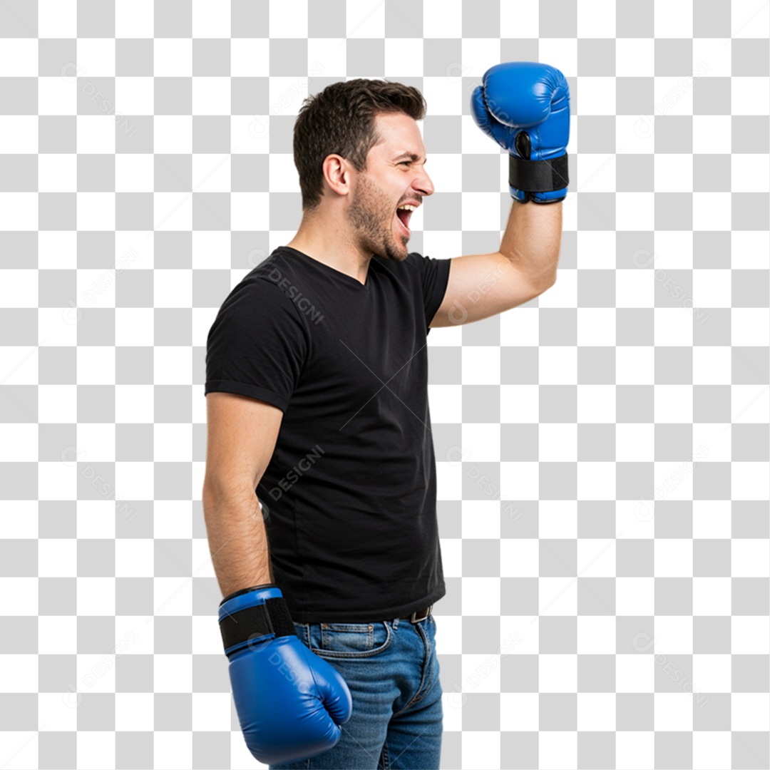 Homem com Luvas Azuis Novembro Azul PNG Transparente