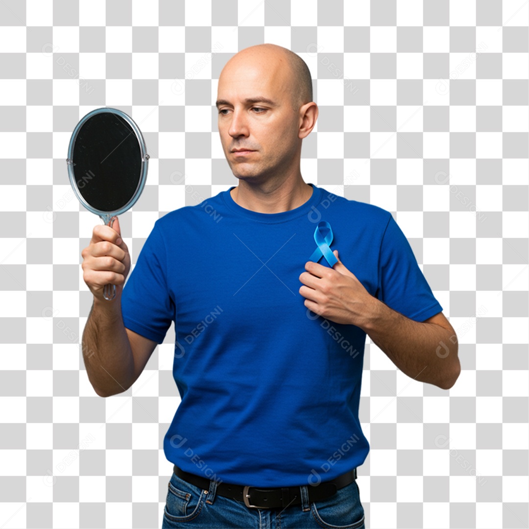 Homem de Azul Novembro Azul PNG Transparente