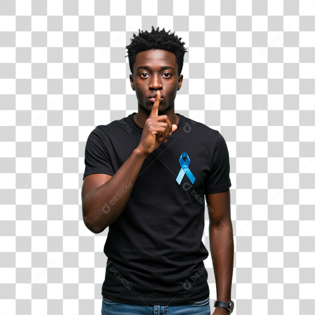 Homem com Laço Azul Novembro Azul PNG Transparente