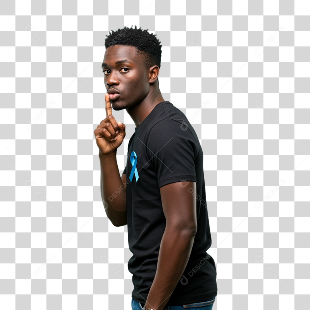 Homem com Laço Azul Novembro Azul PNG Transparente