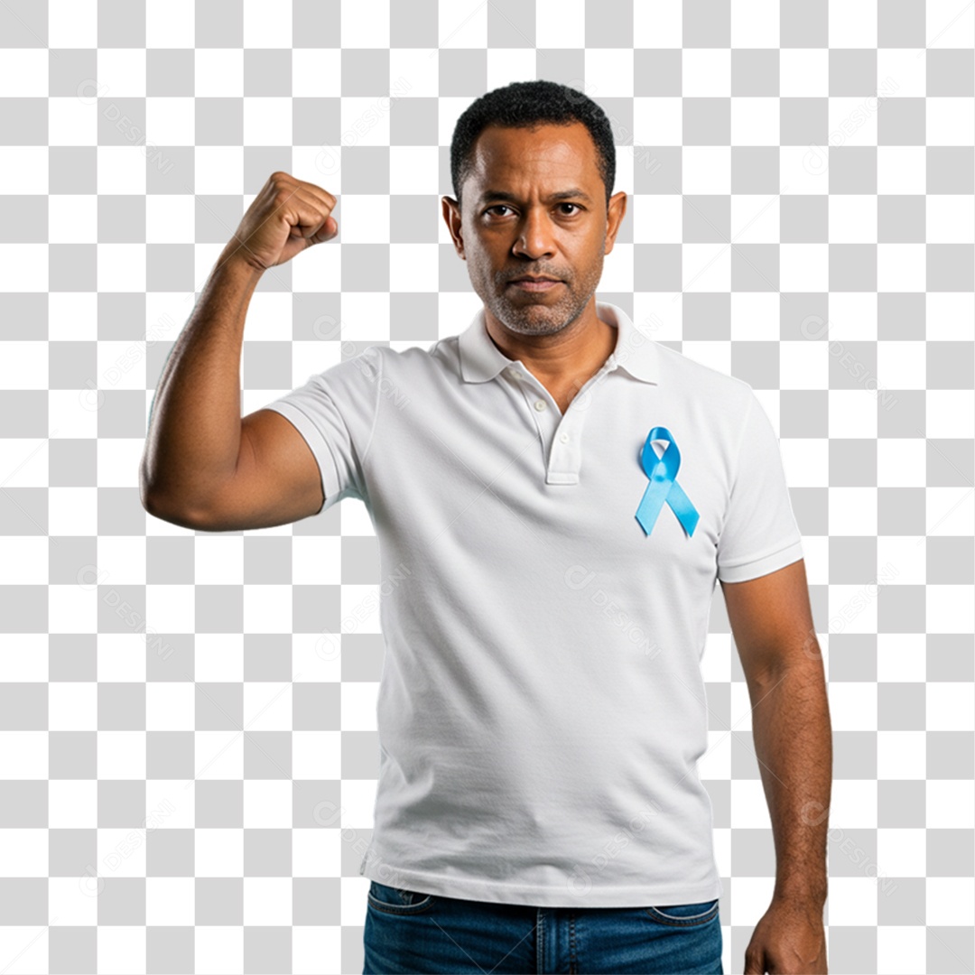 Homem com Laço Azul Novembro Azul PNG Transparente