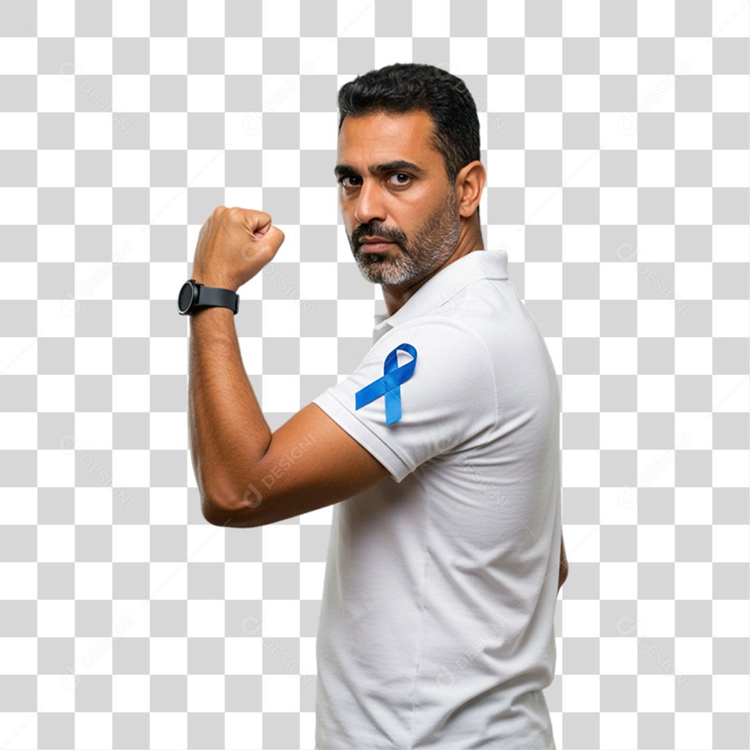 Homem com Laço Azul Novembro Azul PNG Transparente