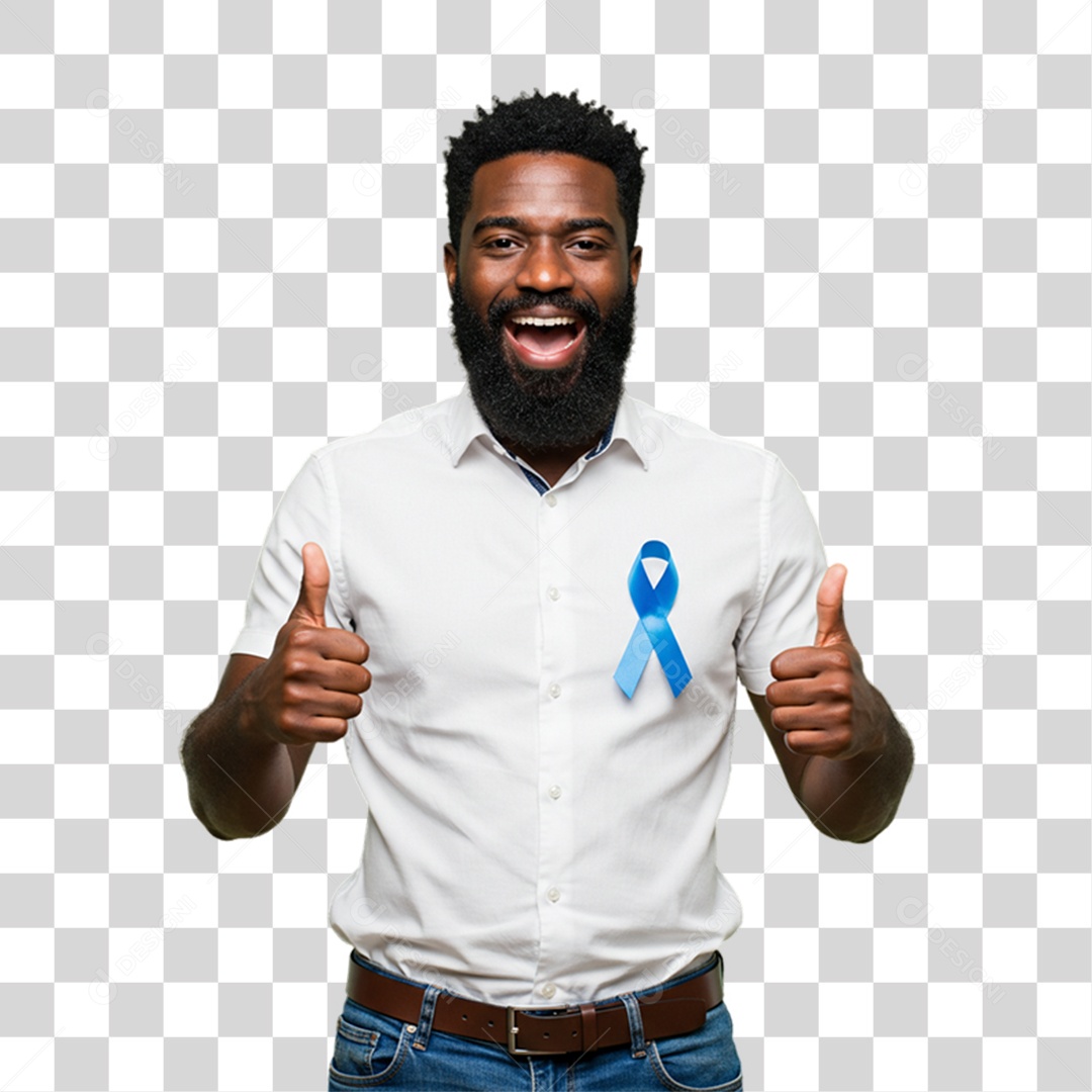 Homem com Laço Azul Novembro Azul PNG Transparente