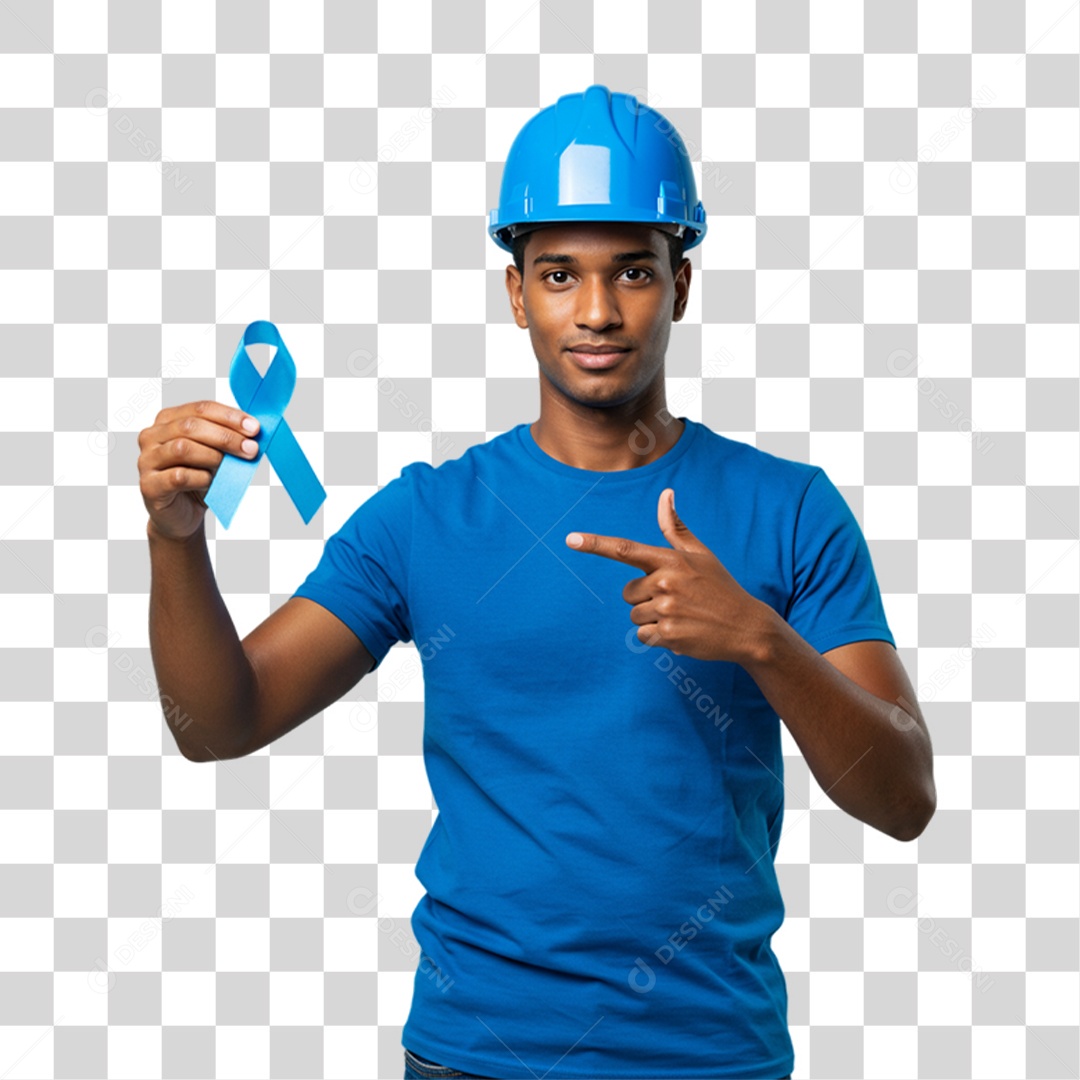 Homem com Laço Azul Novembro Azul PNG Transparente