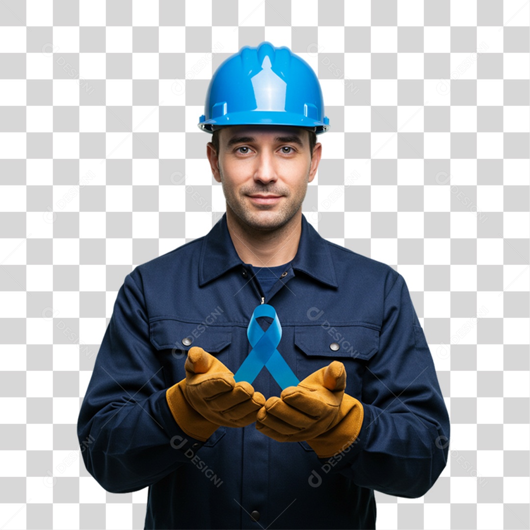 Homem com Laço Azul Novembro Azul PNG Transparente