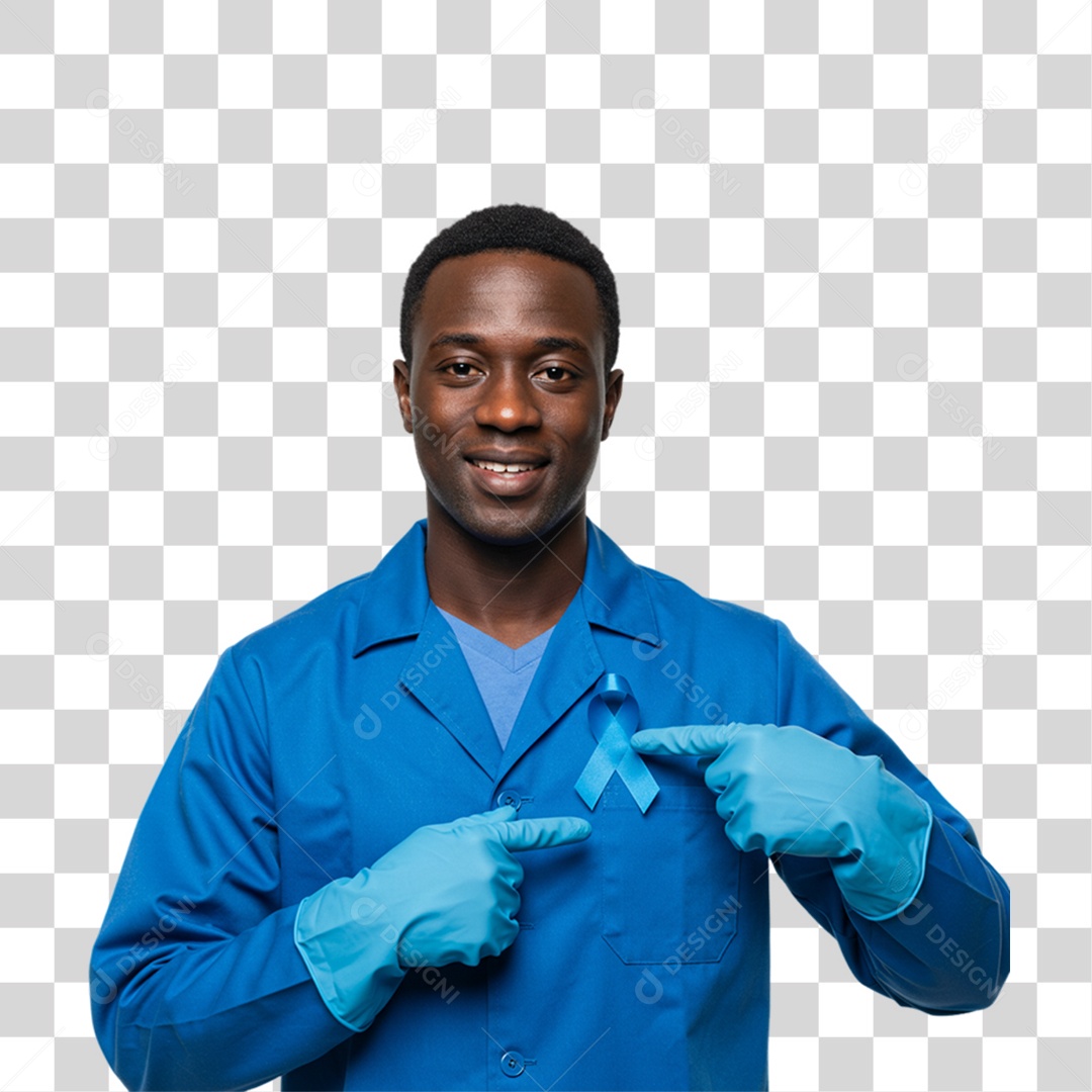 Homem com Laço Azul Novembro Azul PNG Transparente