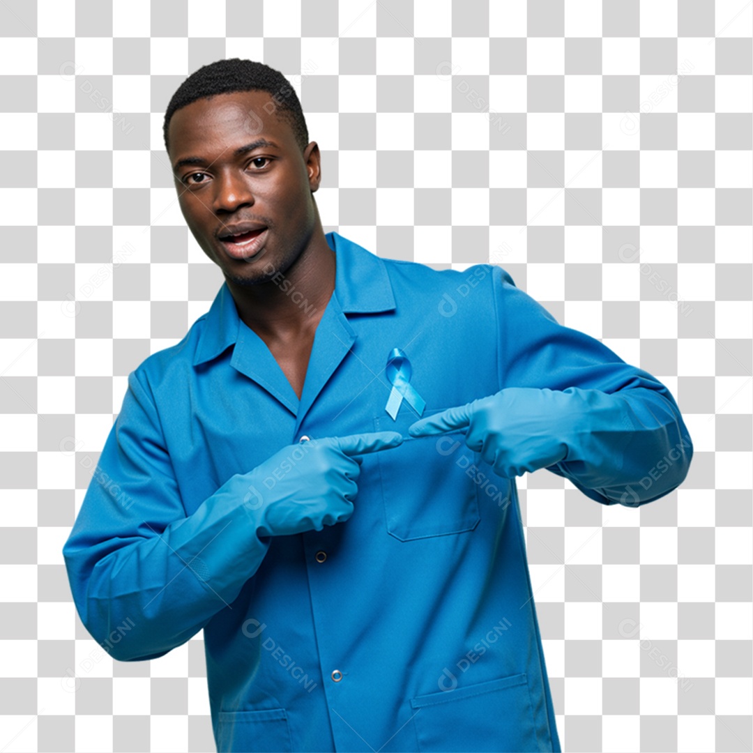 Homem com Laço Azul Novembro Azul PNG Transparente