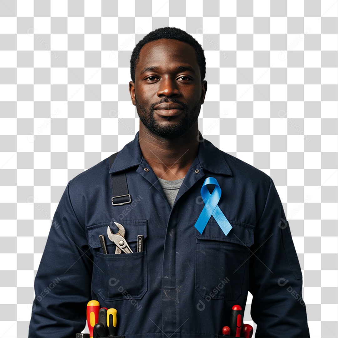 Homem com Laço Azul Novembro Azul PNG Transparente