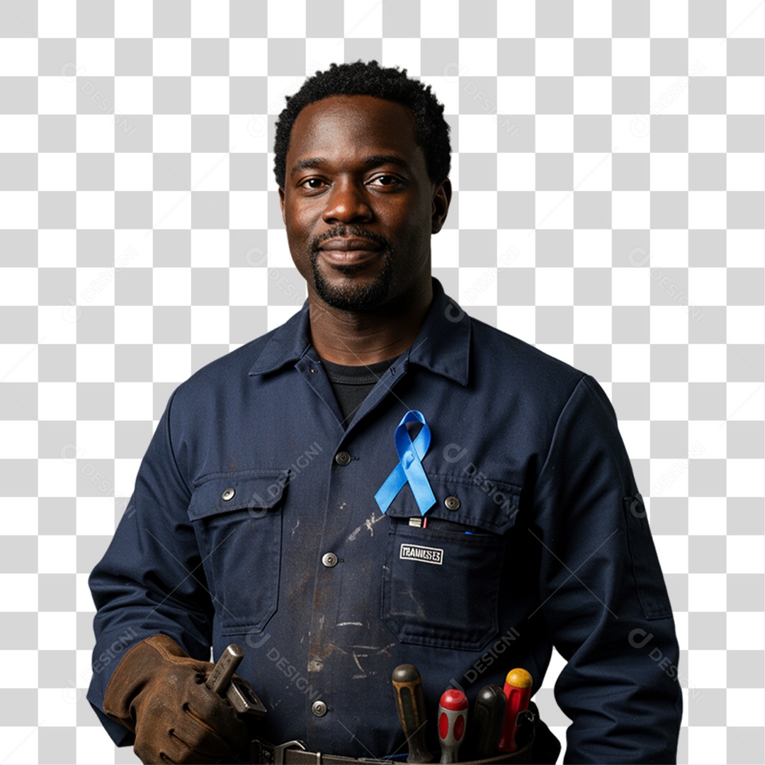Homem com Laço Azul Novembro Azul PNG Transparente