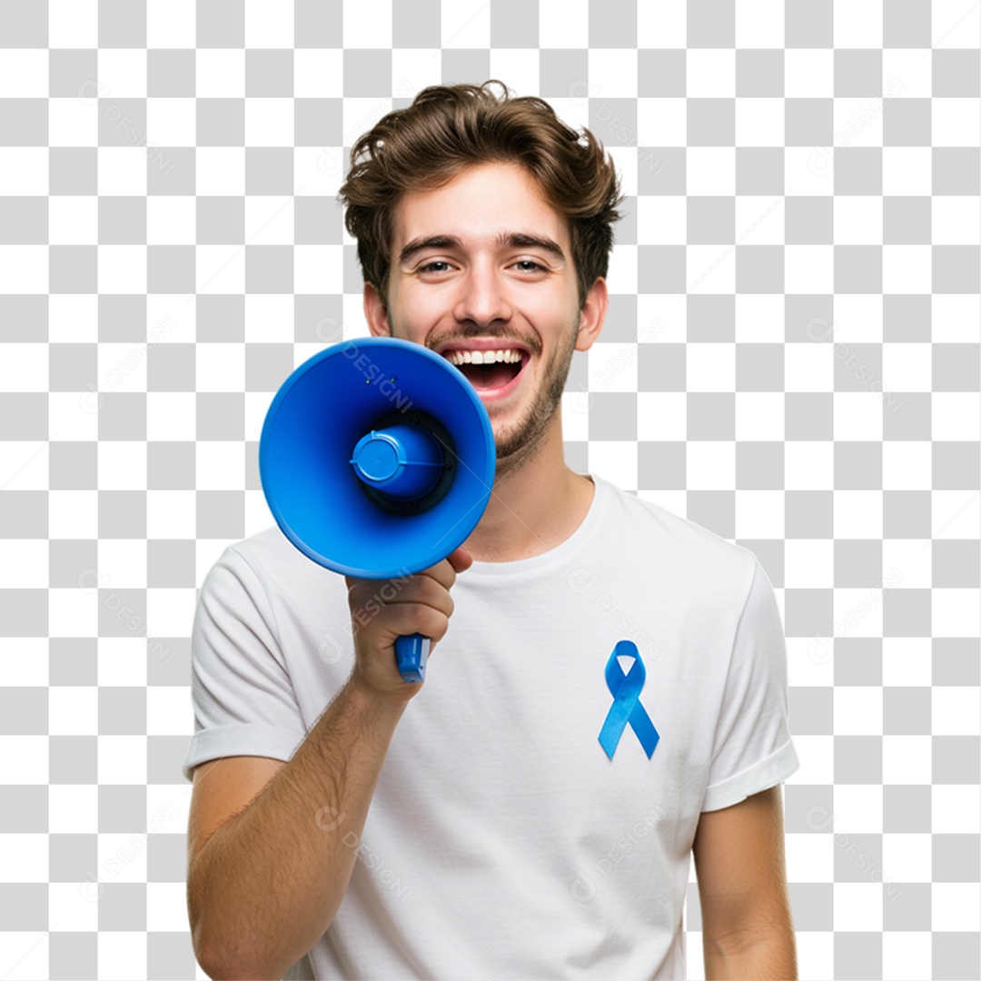 Homem com Megafone Auto Falante PNG Transparente