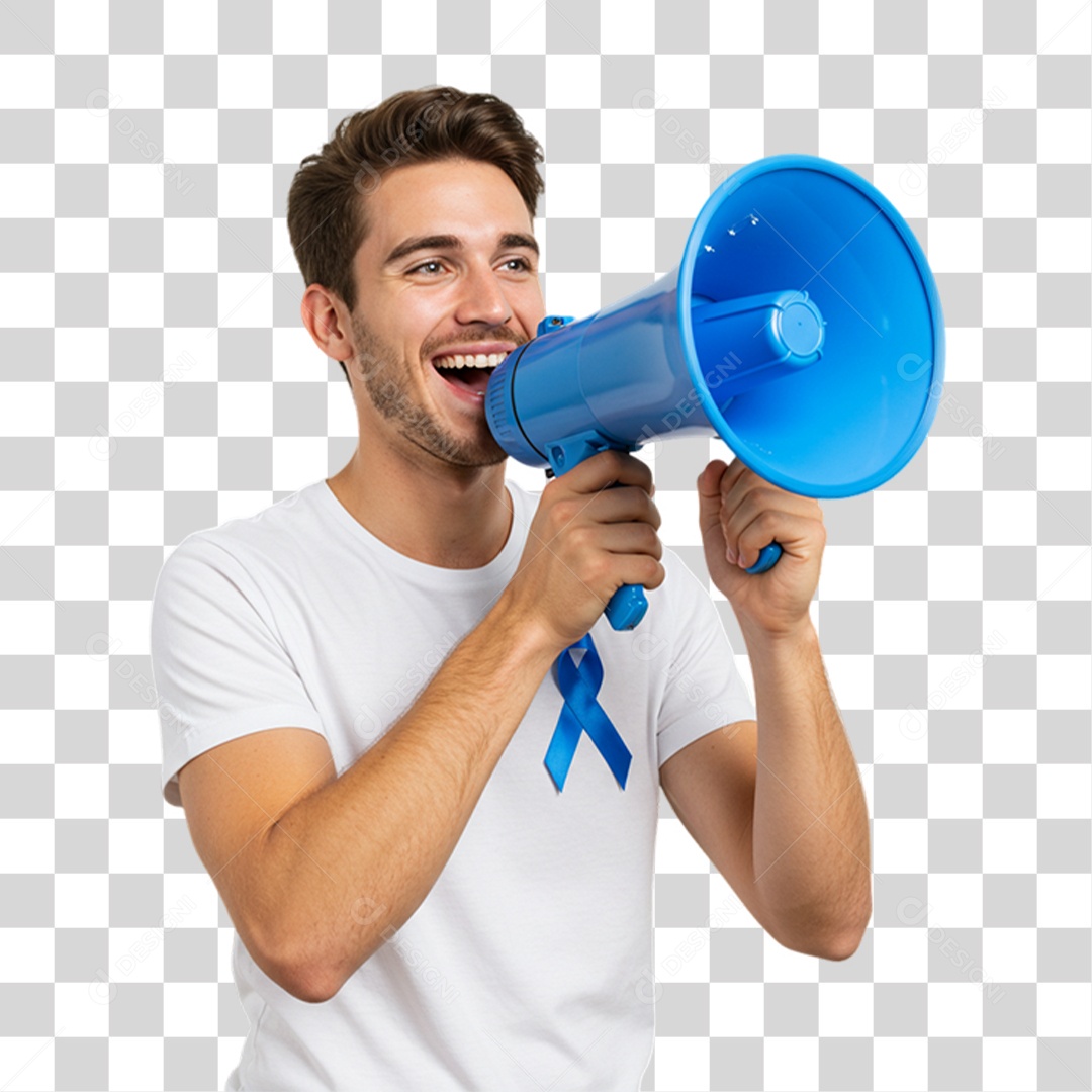 Homem com Megafone Auto Falante PNG Transparente