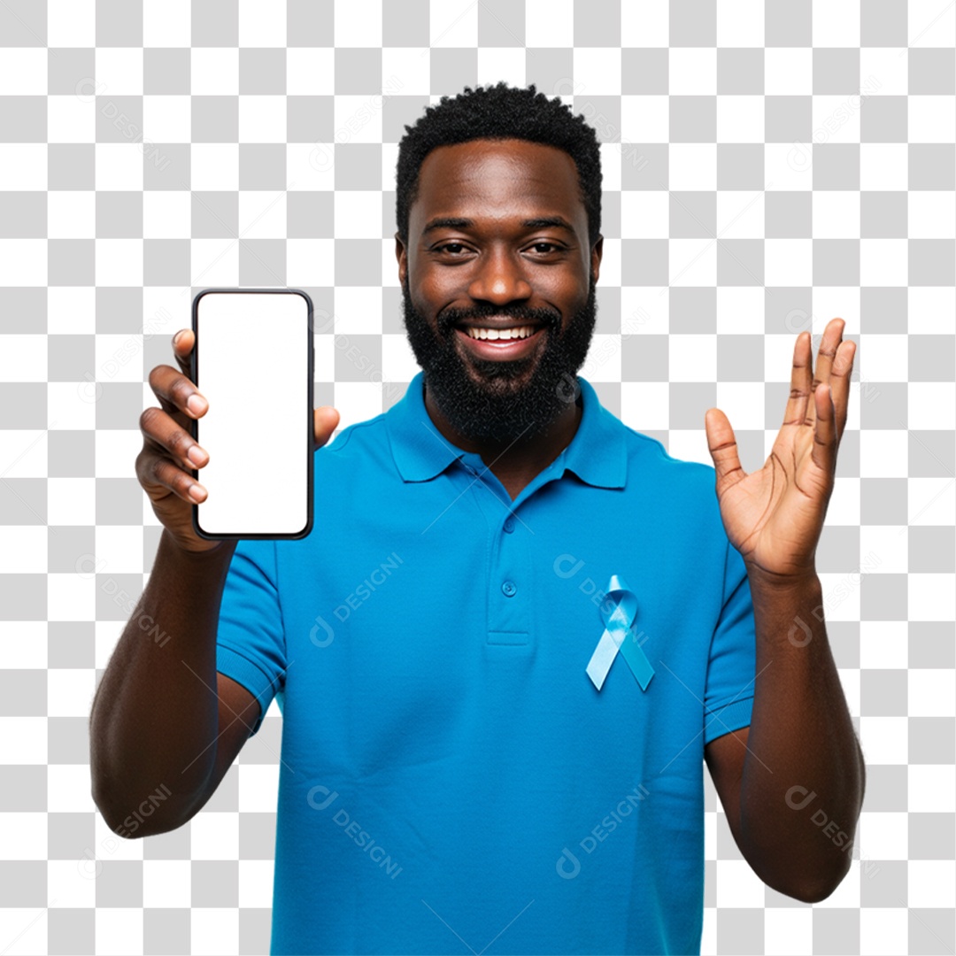 Homem com Laço Azul Novembro Azul PNG Transparente