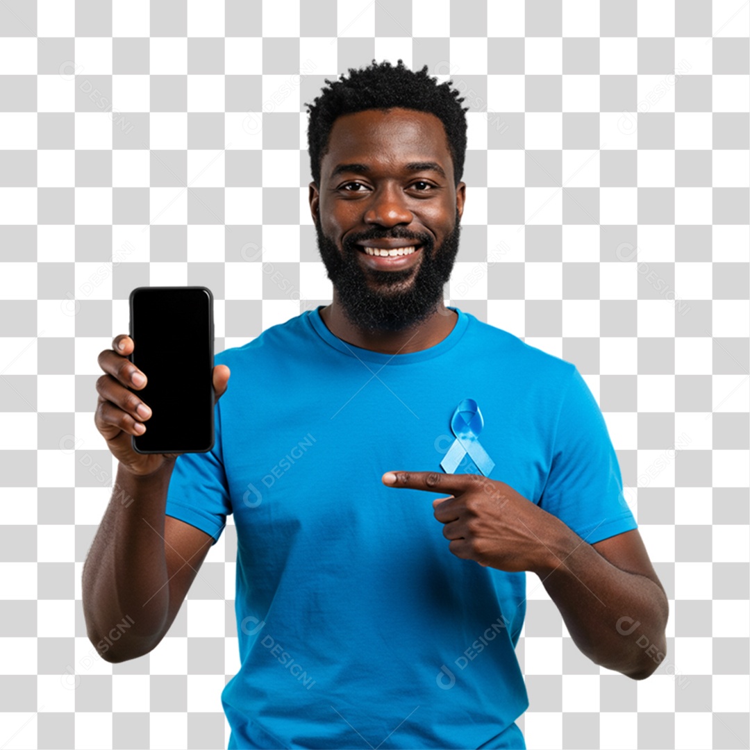 Homem com Laço Azul Novembro Azul PNG Transparente