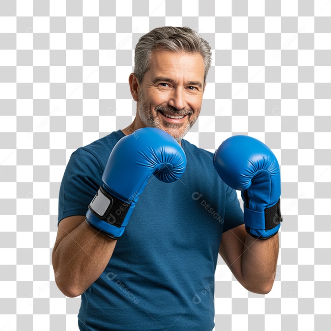 Homem com Luvas Azul Novembro Azul PNG Transparente