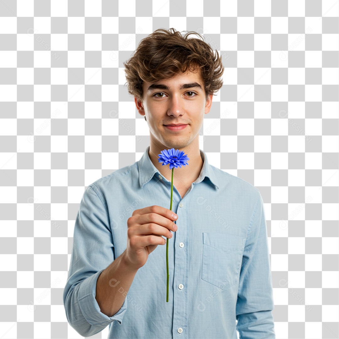 Homem de Azul Novembro Azul PNG Transparente