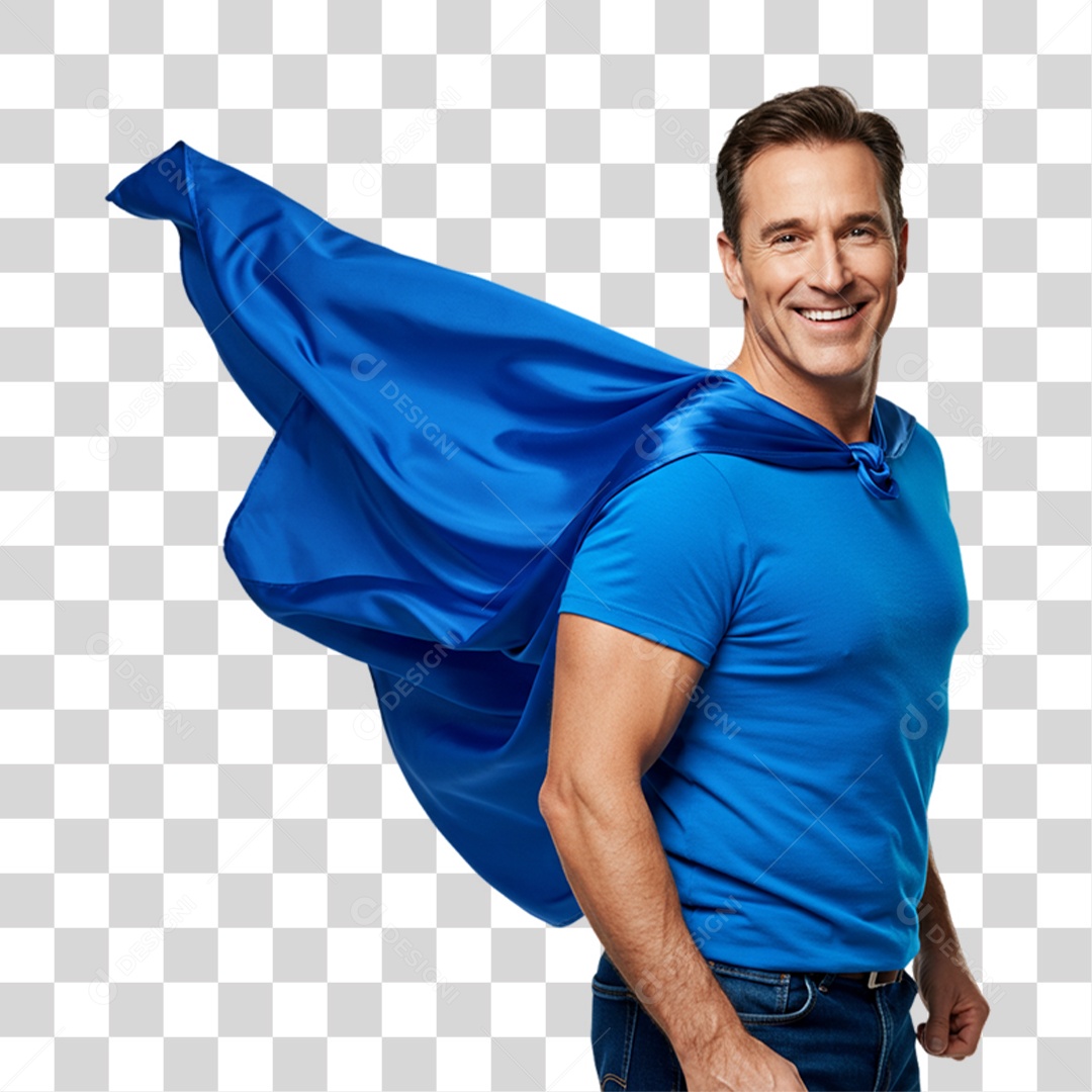 Homem de Azul Novembro Azul PNG Transparente