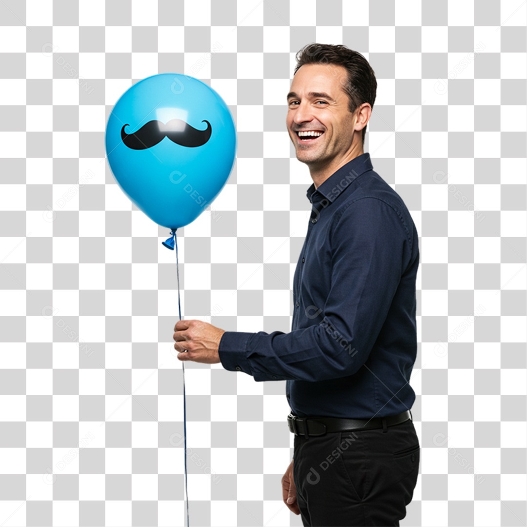 Homem com Balão Azul Novembro Azul PNG Transparente