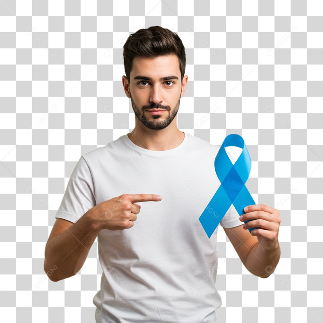 Homem com Laço Azul Novembro Azul PNG Transparente