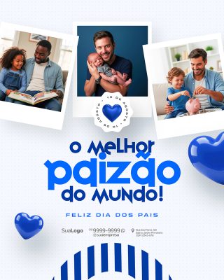 Feliz Dia dos Pais 10 de Agosto Social Media PSD Editável