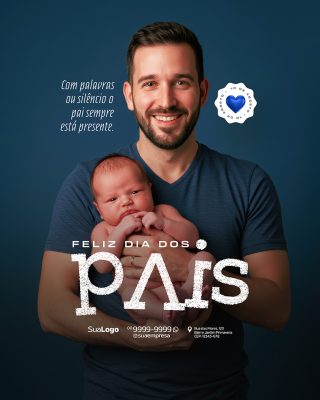 Feliz Dia dos Pais 10 de Agosto Social Media PSD Editável