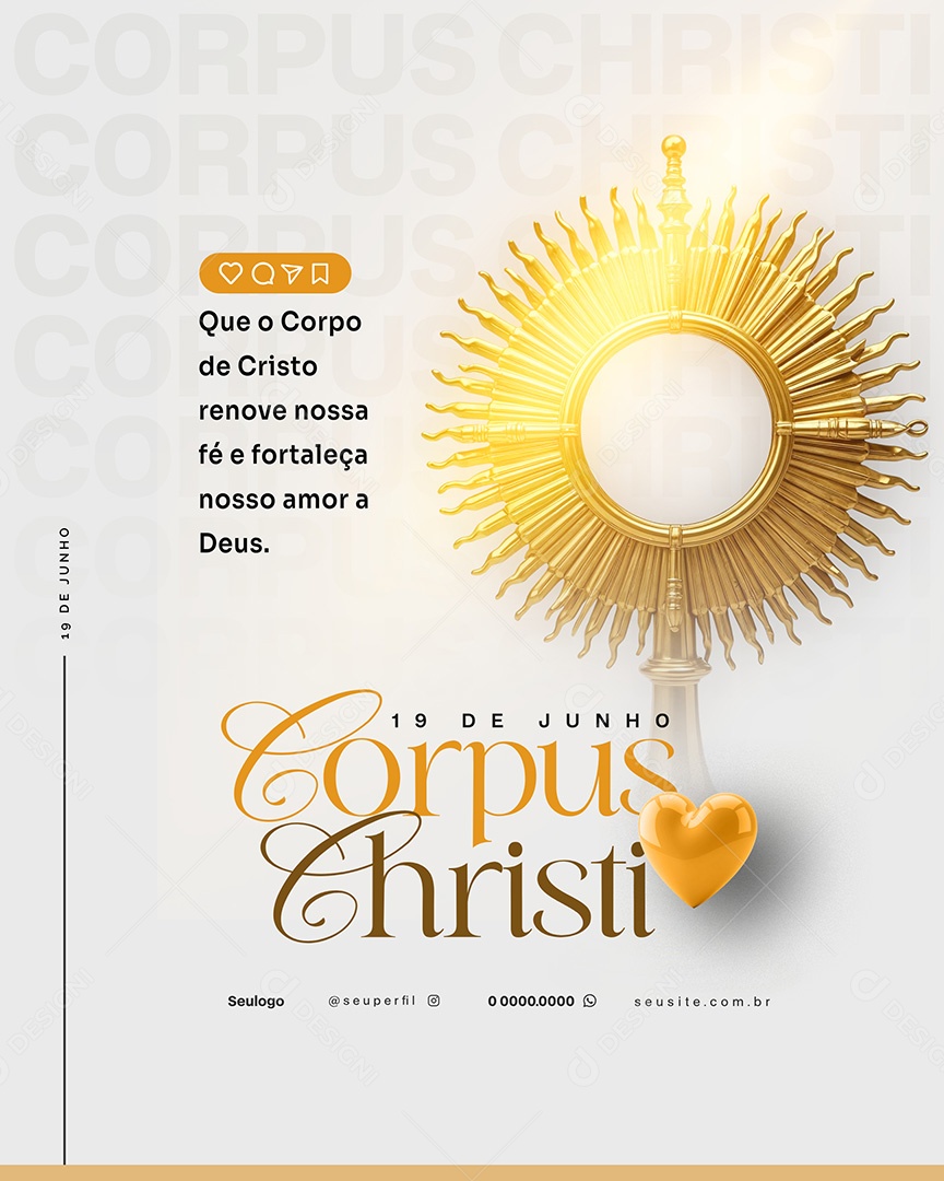 Dia De Corpus Christi 19 De Junho Social Media PSD Editável