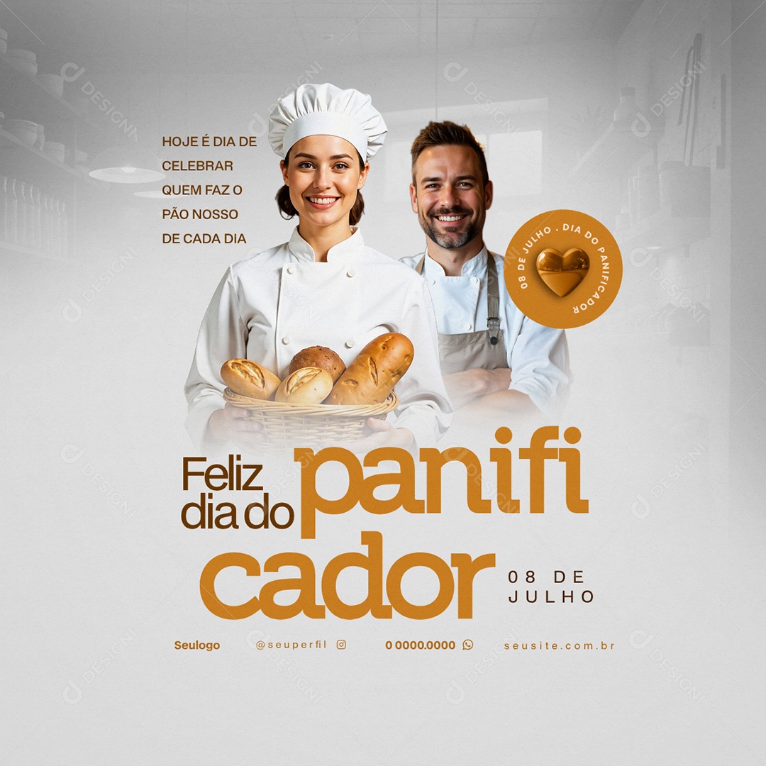 Dia do Panificador 08 de Julho Social Media PSD Editável