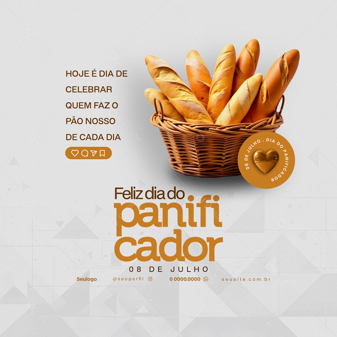 Dia do Panificador 08 de Julho Social Media PSD Editável