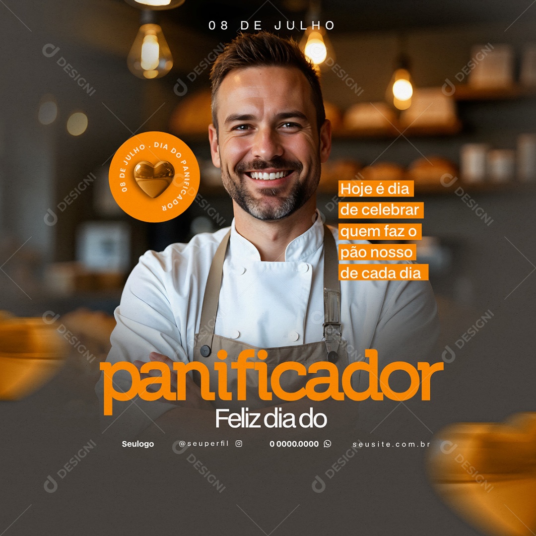 Dia do Panificador 08 de Julho Social Media PSD Editável