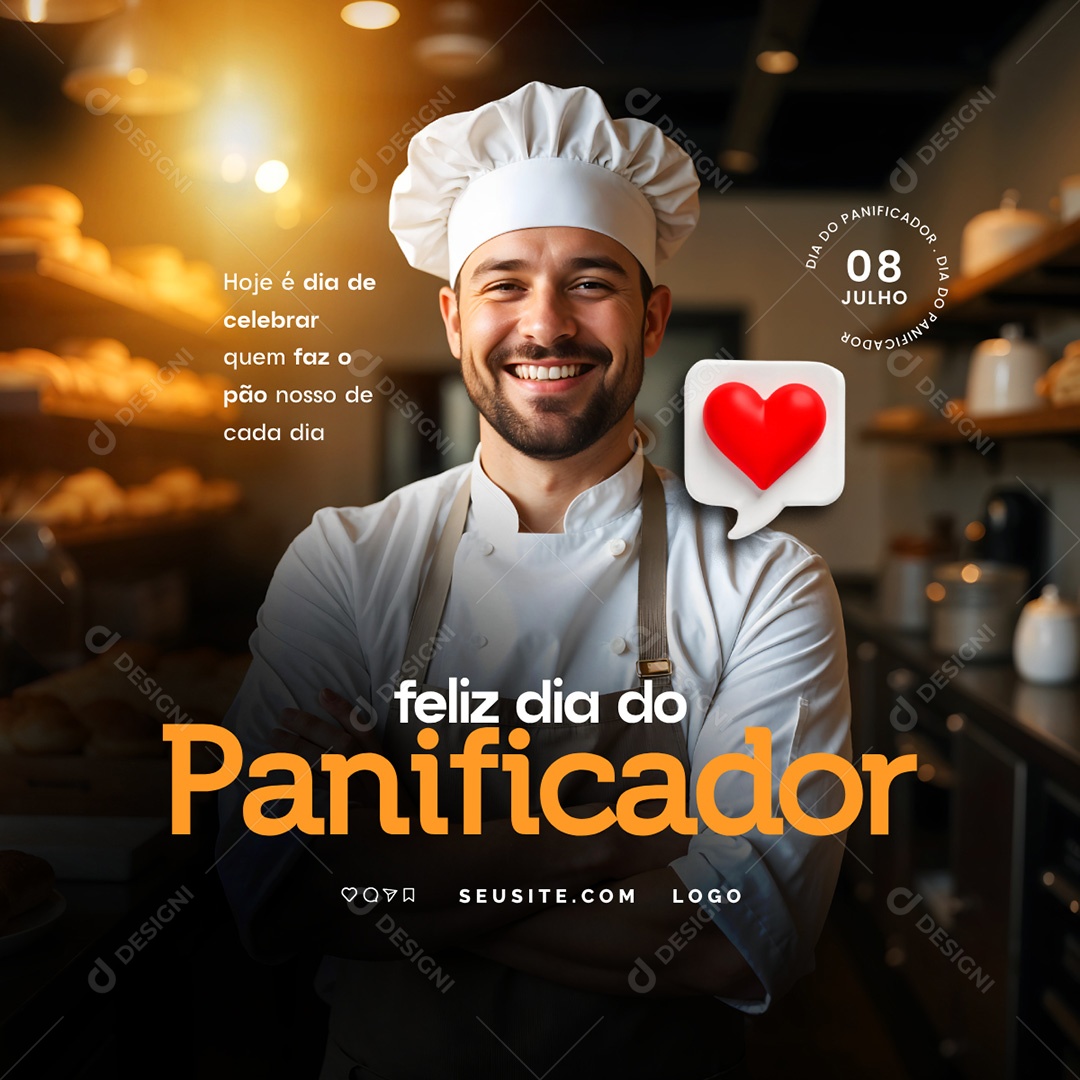 Dia do Panificador 08 de Julho Social Media PSD Editável