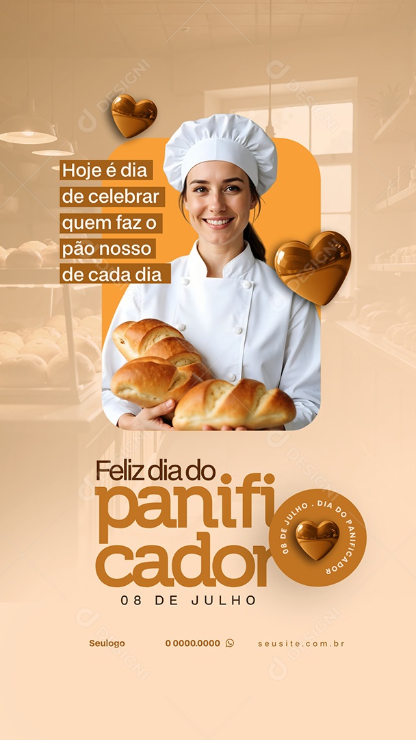 Dia do Panificador 08 de Julho Story Social Media PSD Editável