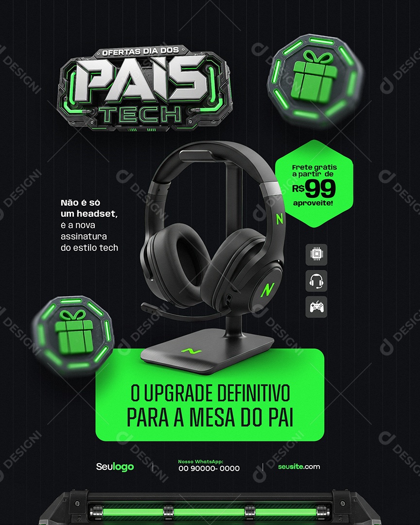 Oferta Dia Dos Pais Upgrade Definido Para A Mesa Do Pai Social Media PSD Editável